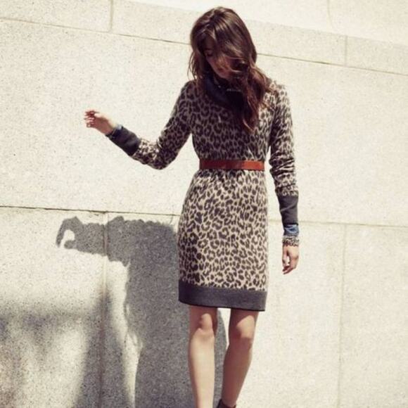 White + Warren Animal Print Cashmere Sweater Dress - Picture 2 of 8